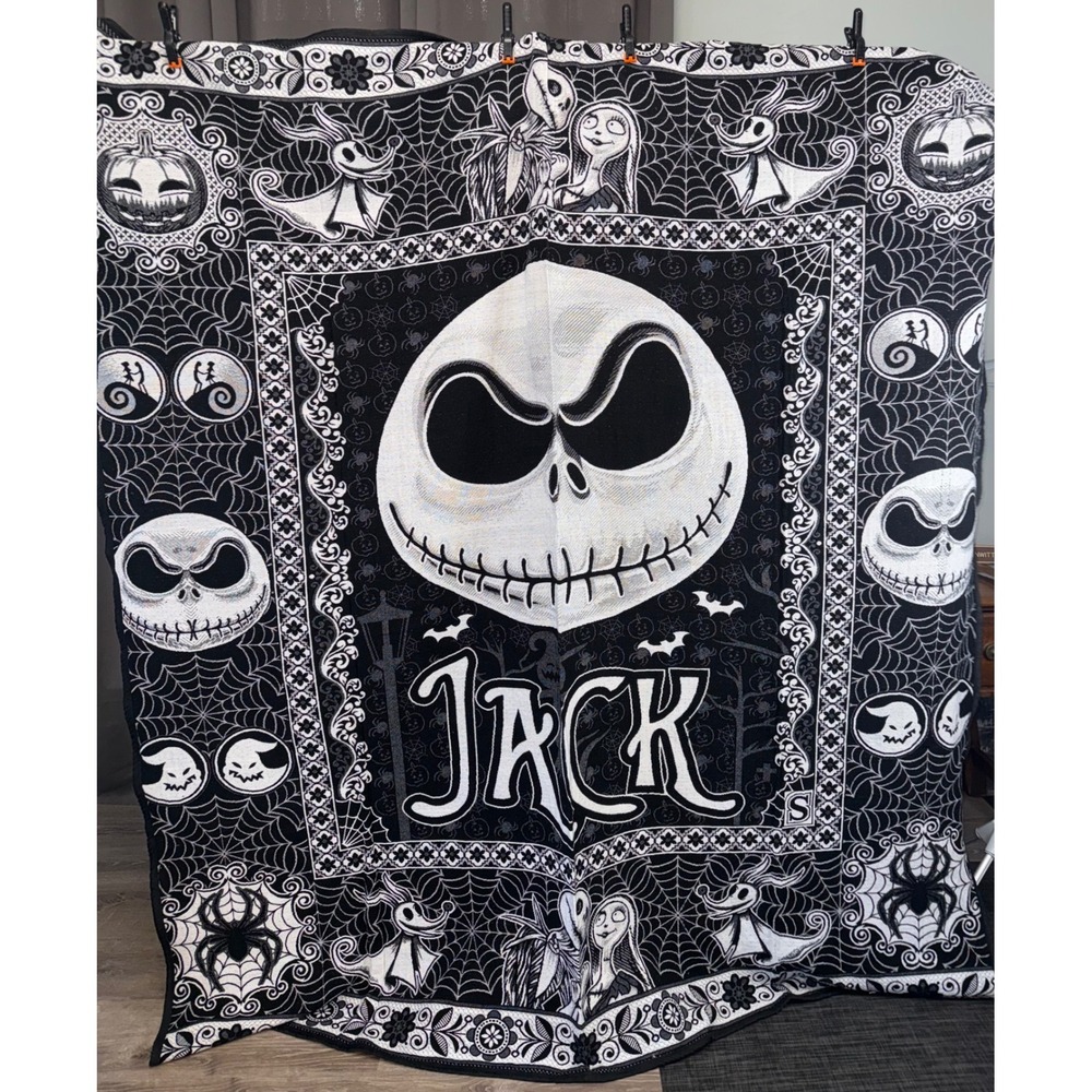 Nightmare Before Christmas Jack Skellington Woven Mexican Blanket Queen- Blanket